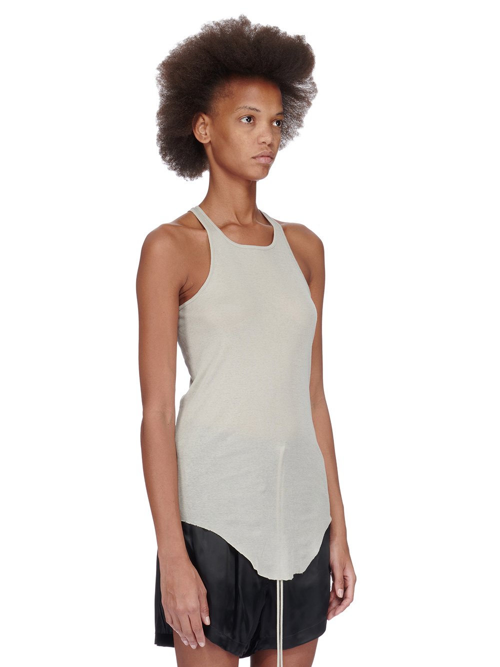 RICK OWENS FW23 LUXOR BASIC RIB TANK IN PEARL MINI RIB JERSEY