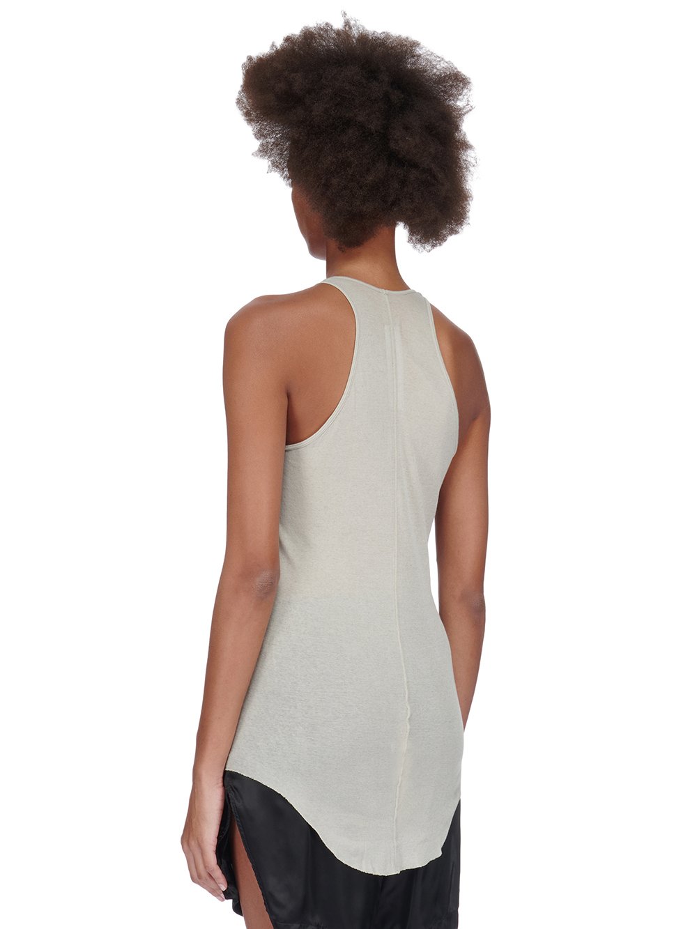 RICK OWENS FW23 LUXOR BASIC RIB TANK IN PEARL MINI RIB JERSEY