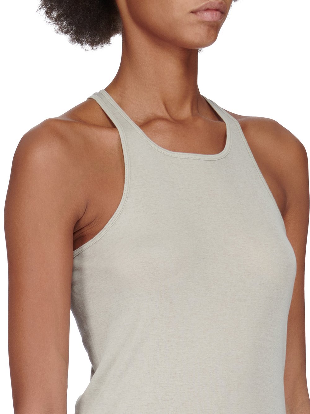 RICK OWENS FW23 LUXOR BASIC RIB TANK IN PEARL MINI RIB JERSEY