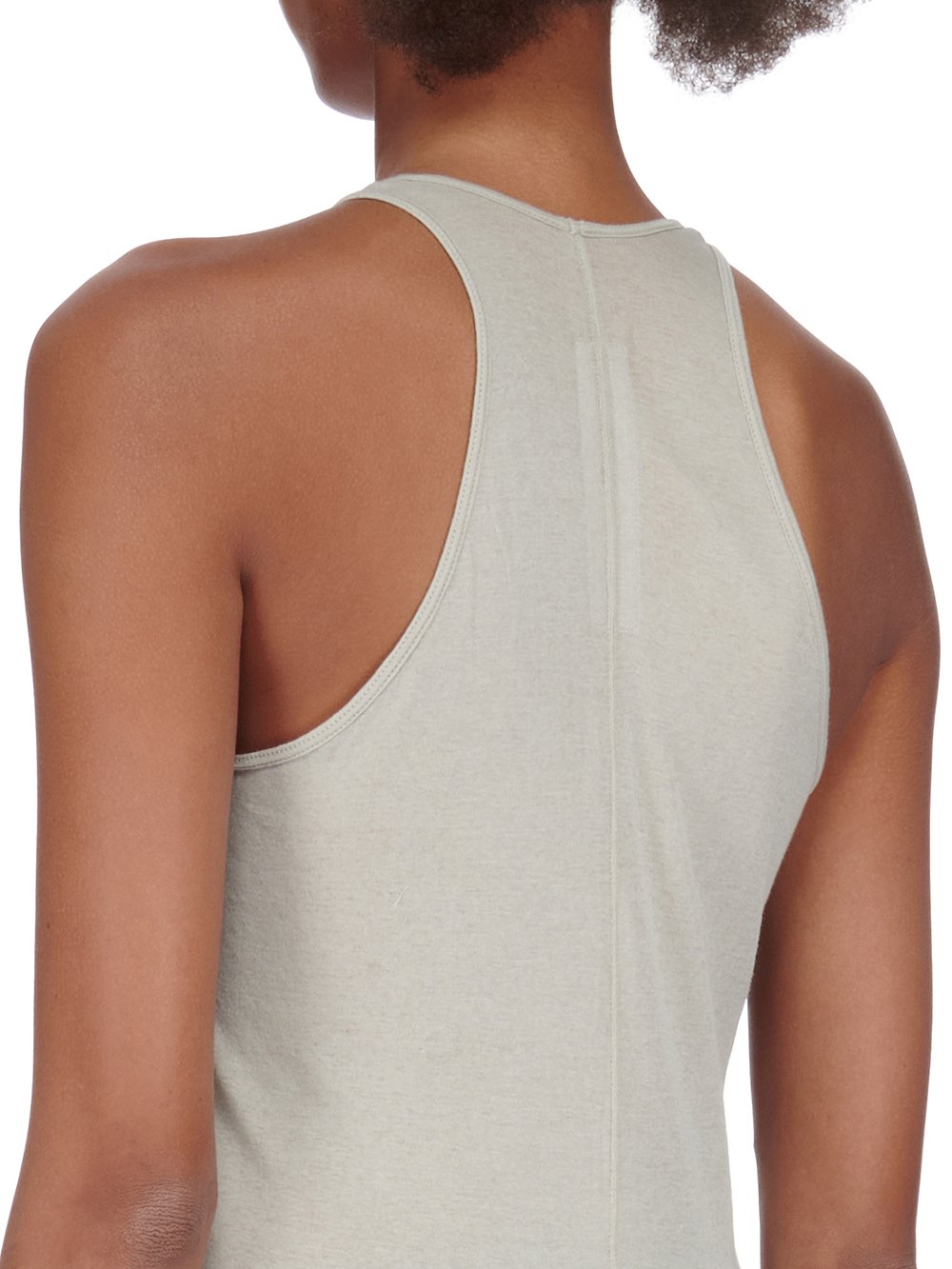 RICK OWENS FW23 LUXOR BASIC RIB TANK IN PEARL MINI RIB JERSEY