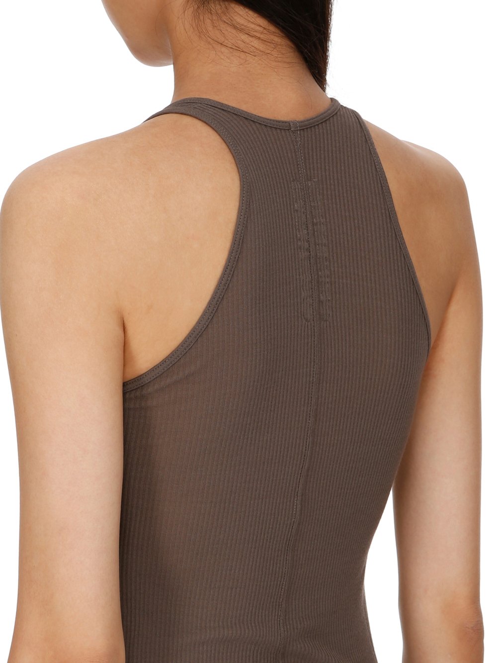 RICK OWENS FW23 LUXOR BASIC RIB TANK IN DUST GREY VISCOSE SILK RIB JERSEY