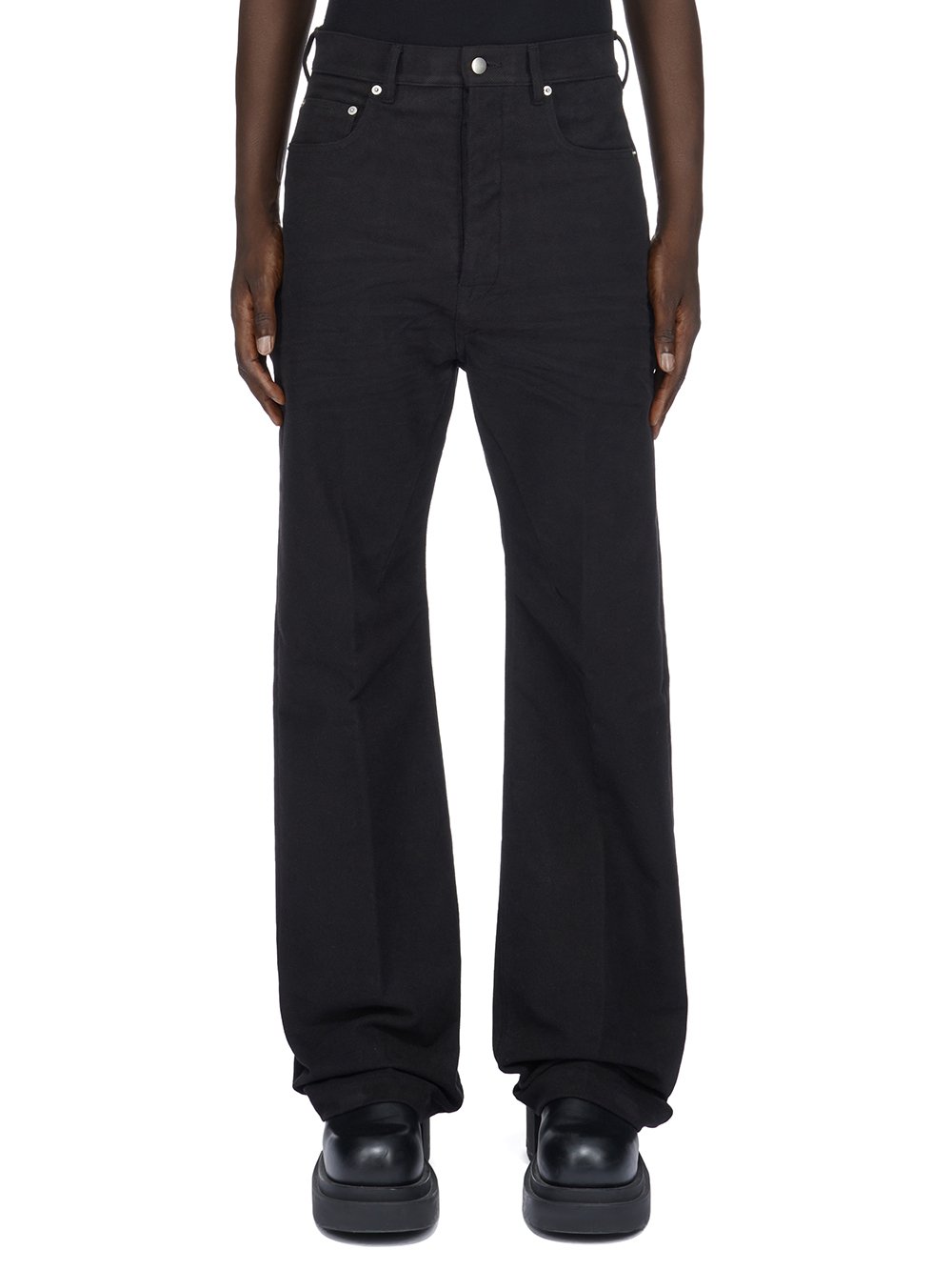 RICK OWENS FW23 LUXOR GETH JEANS IN  BLACK BRUSHED HEAVY TWILL