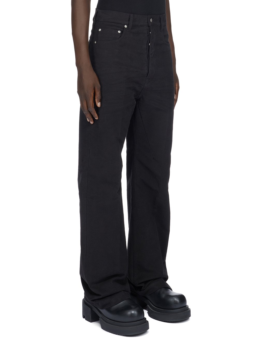 RICK OWENS FW23 LUXOR GETH JEANS IN  BLACK BRUSHED HEAVY TWILL