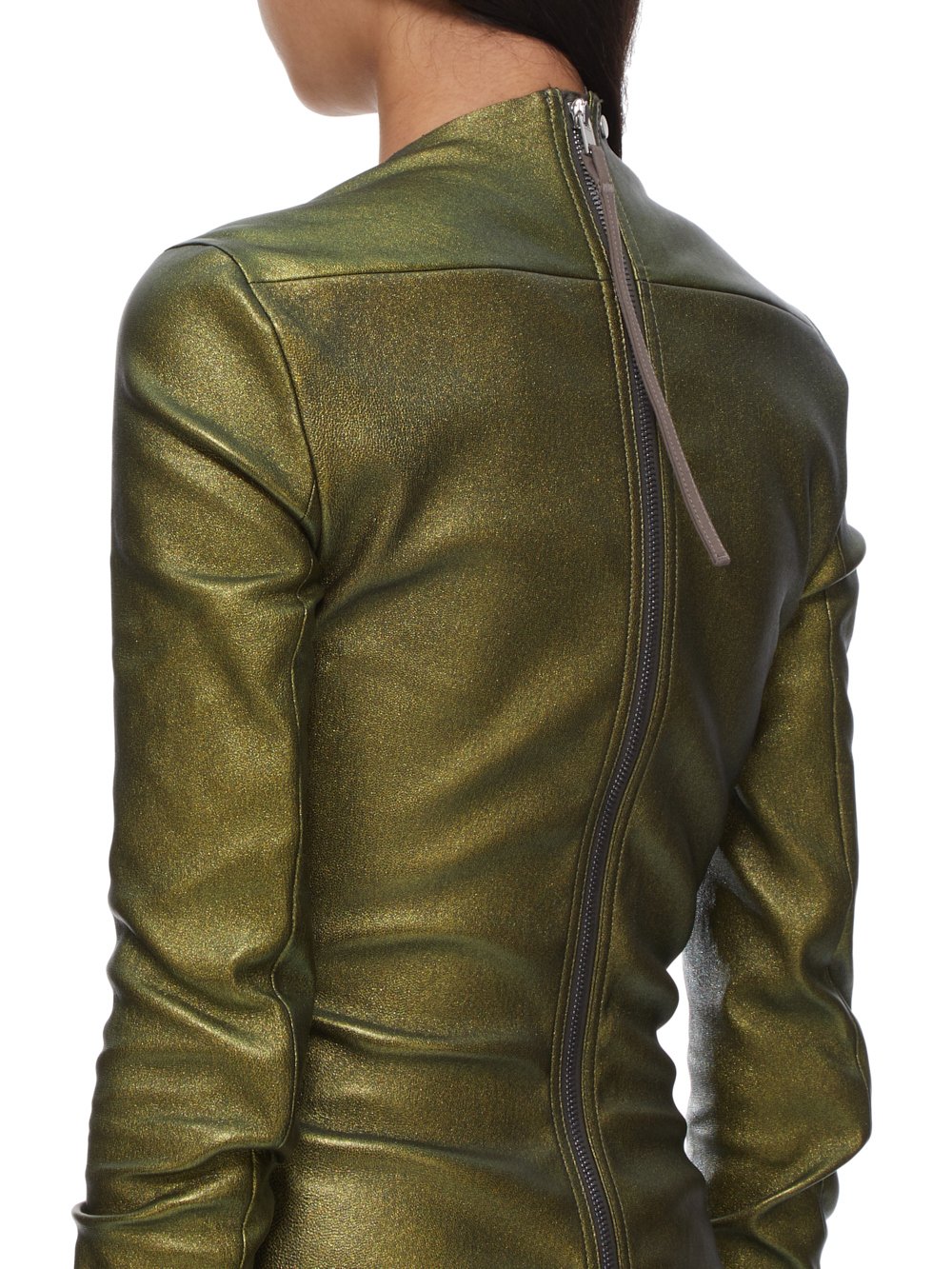 RICK OWENS FW23 LUXOR EDFU TOP IN METALLIC STRETCH LAMB LEATHER