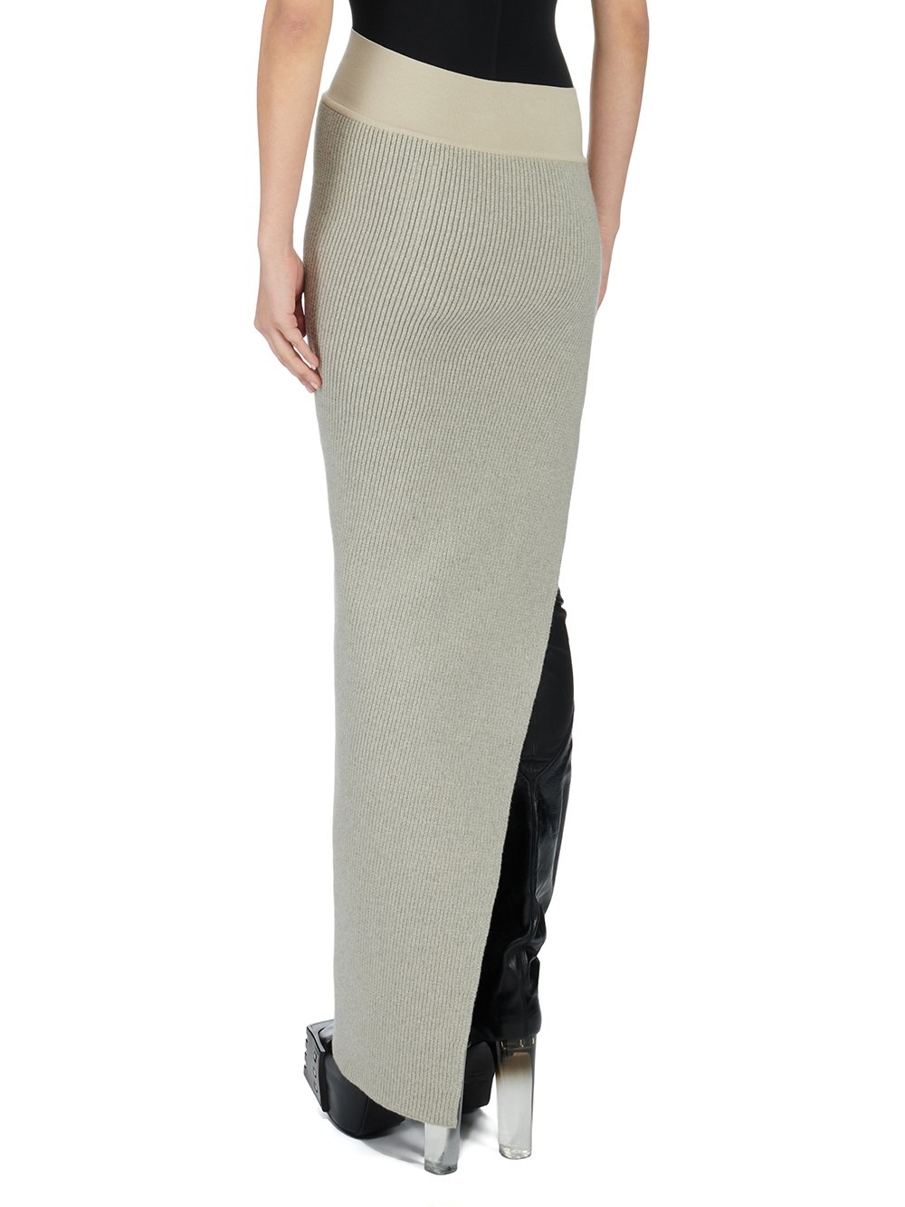 RICK OWENS FW23 RUNWAY LUXOR KNIT EDFU SKIRT ANKLE IN HEAVY RIB RECYCLED CASHMERE