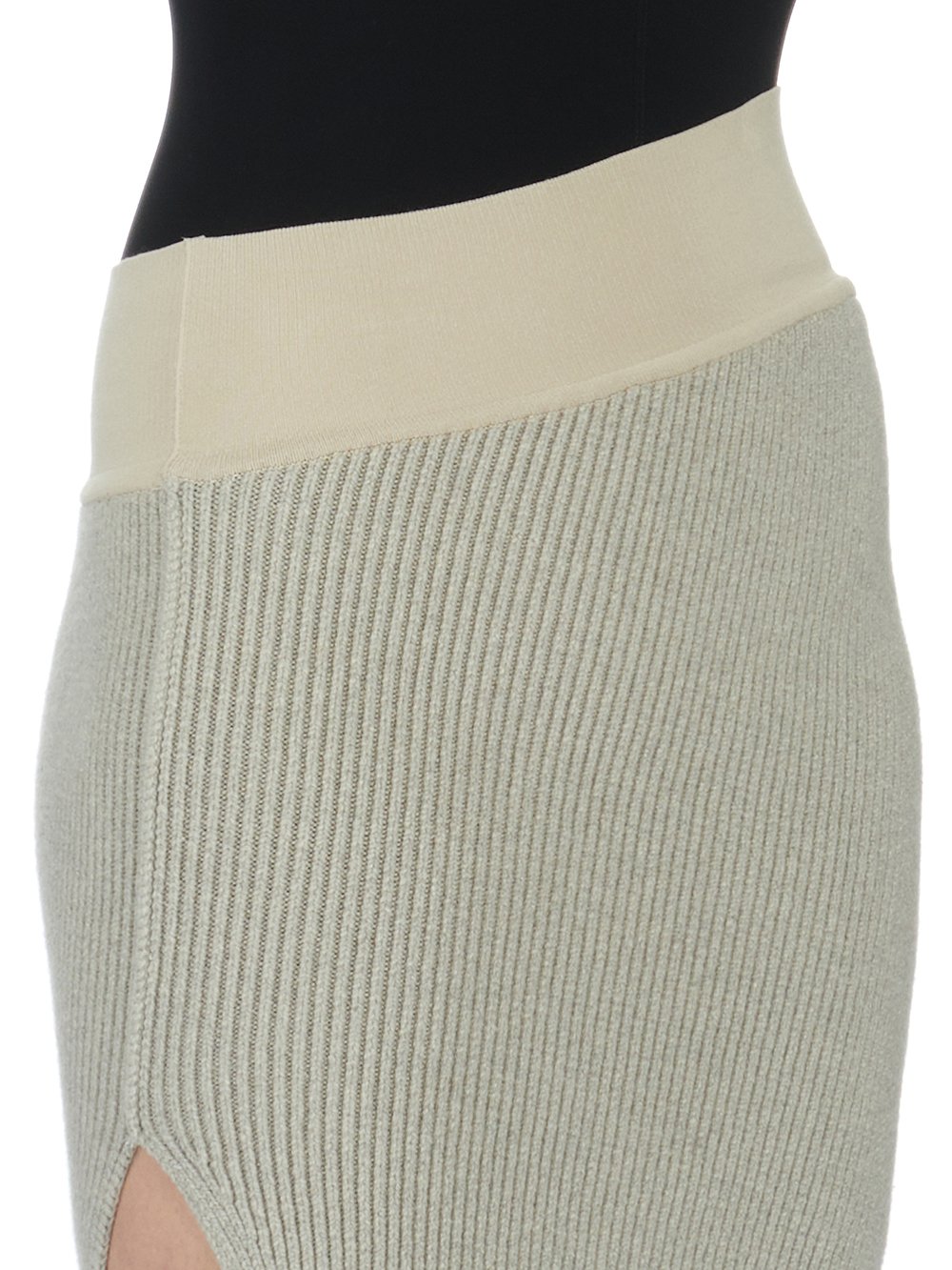 RICK OWENS FW23 RUNWAY LUXOR KNIT EDFU SKIRT ANKLE IN HEAVY RIB RECYCLED CASHMERE