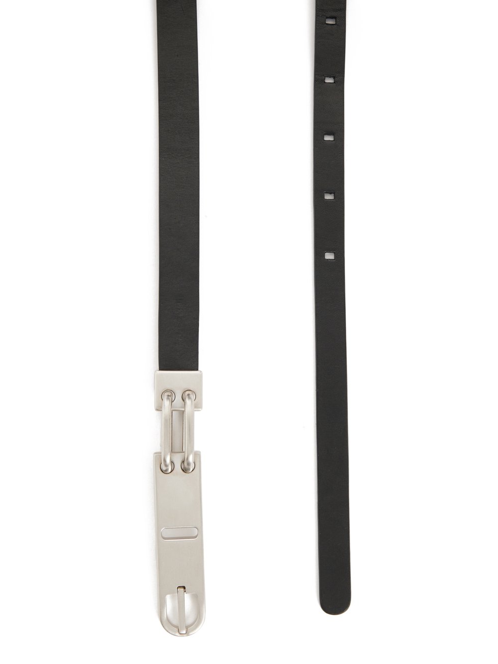 RICK OWENS FW23 LUXOR TONGUE BELT IN BLACK GROPPONE COW LEATHER