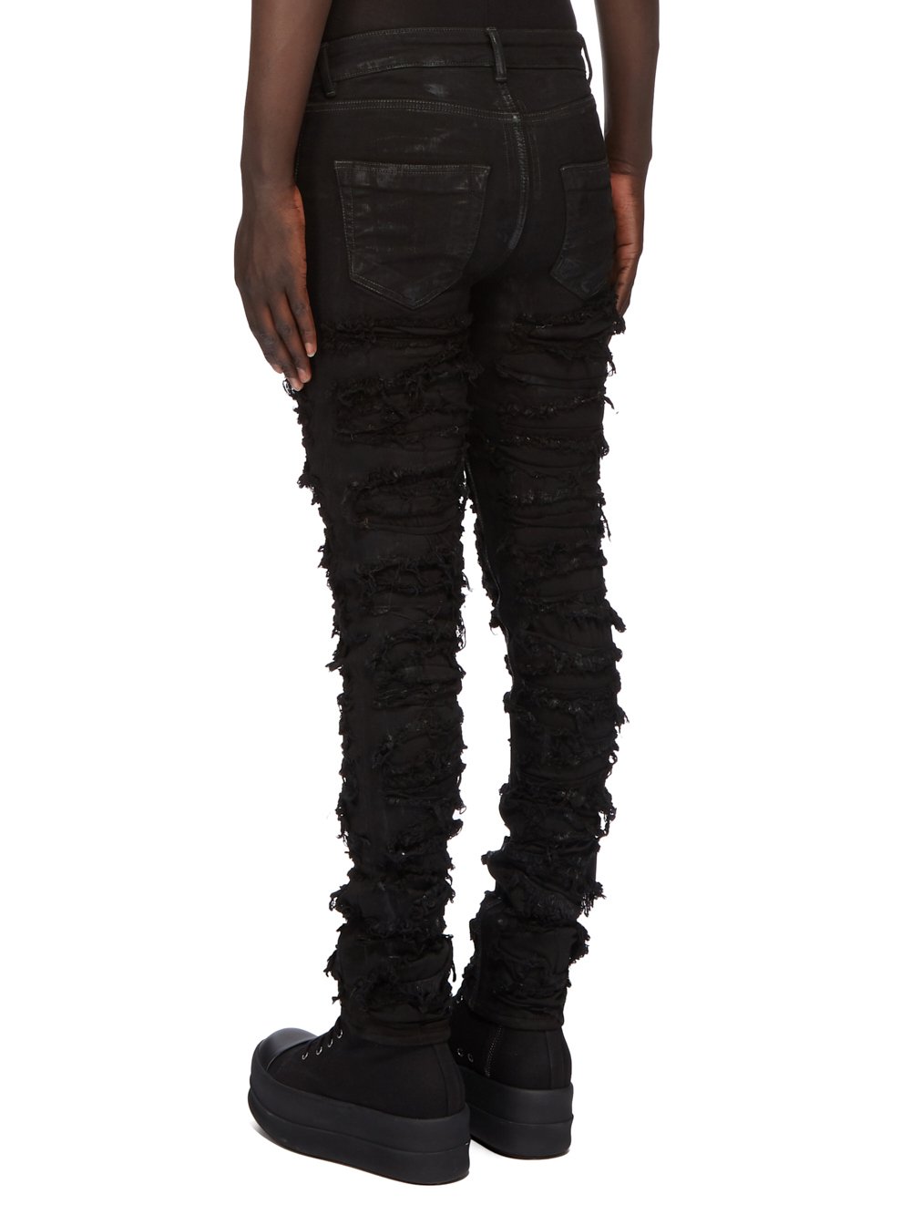 DRKSHDW FW23 LUXOR TYRONE CUT IN BLACK FOIL SLASH STRETCH DENIM