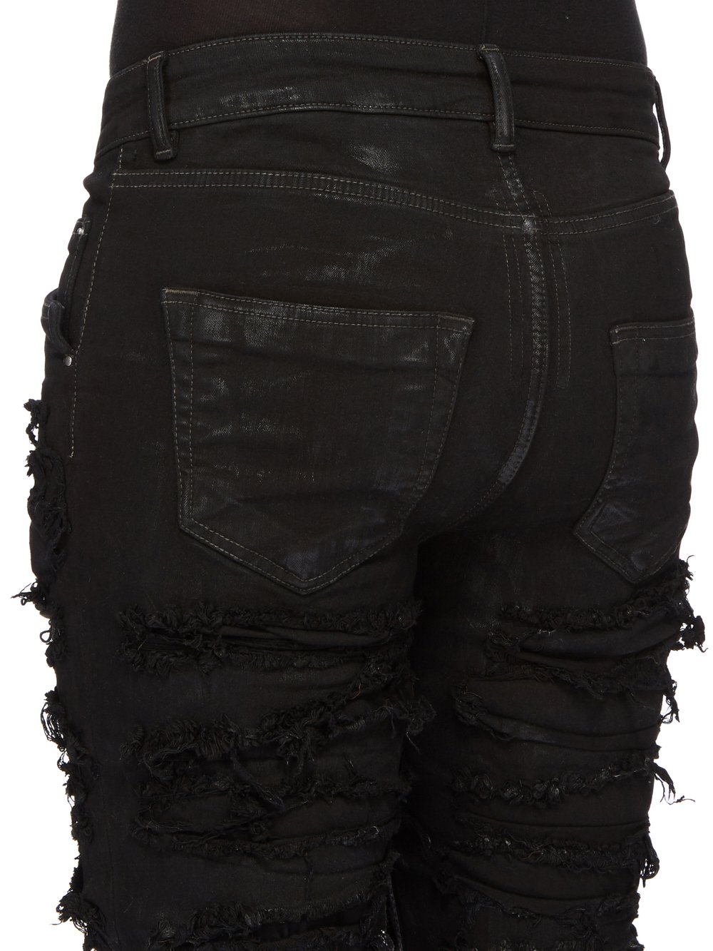 DRKSHDW FW23 LUXOR TYRONE CUT IN BLACK FOIL SLASH STRETCH DENIM