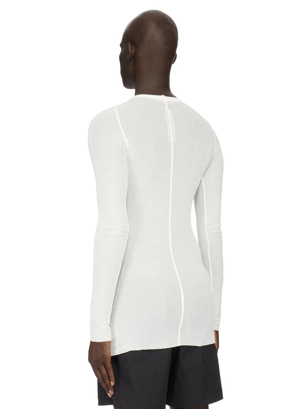 RICK OWENS FOREVER RIB LS T IN MILK VISCOSE SILK RIB JERSEY