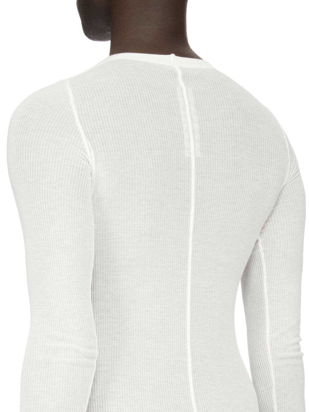 RICK OWENS FOREVER RIB LS T IN MILK VISCOSE SILK RIB JERSEY