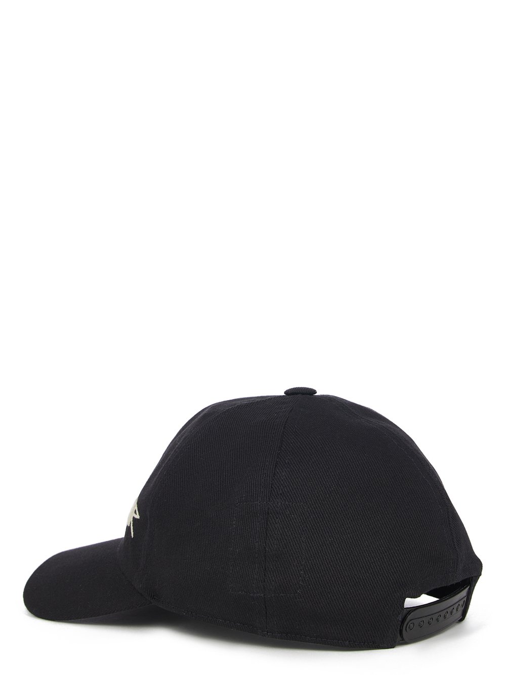 DRKSHDW FW23 LUXOR BASEBALL CAP IN BLACK AND PEARL 13OZ OVERDYED DENIM