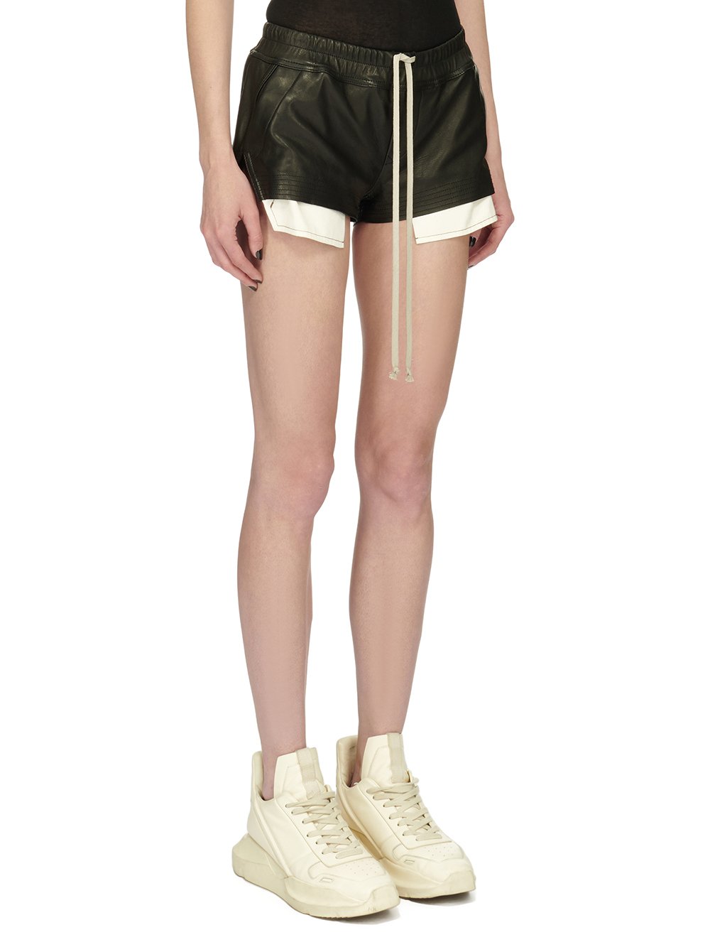 RICK OWENS FW23 LUXOR FOG BOXERS IN BLACK VEG NAPPA LAMB