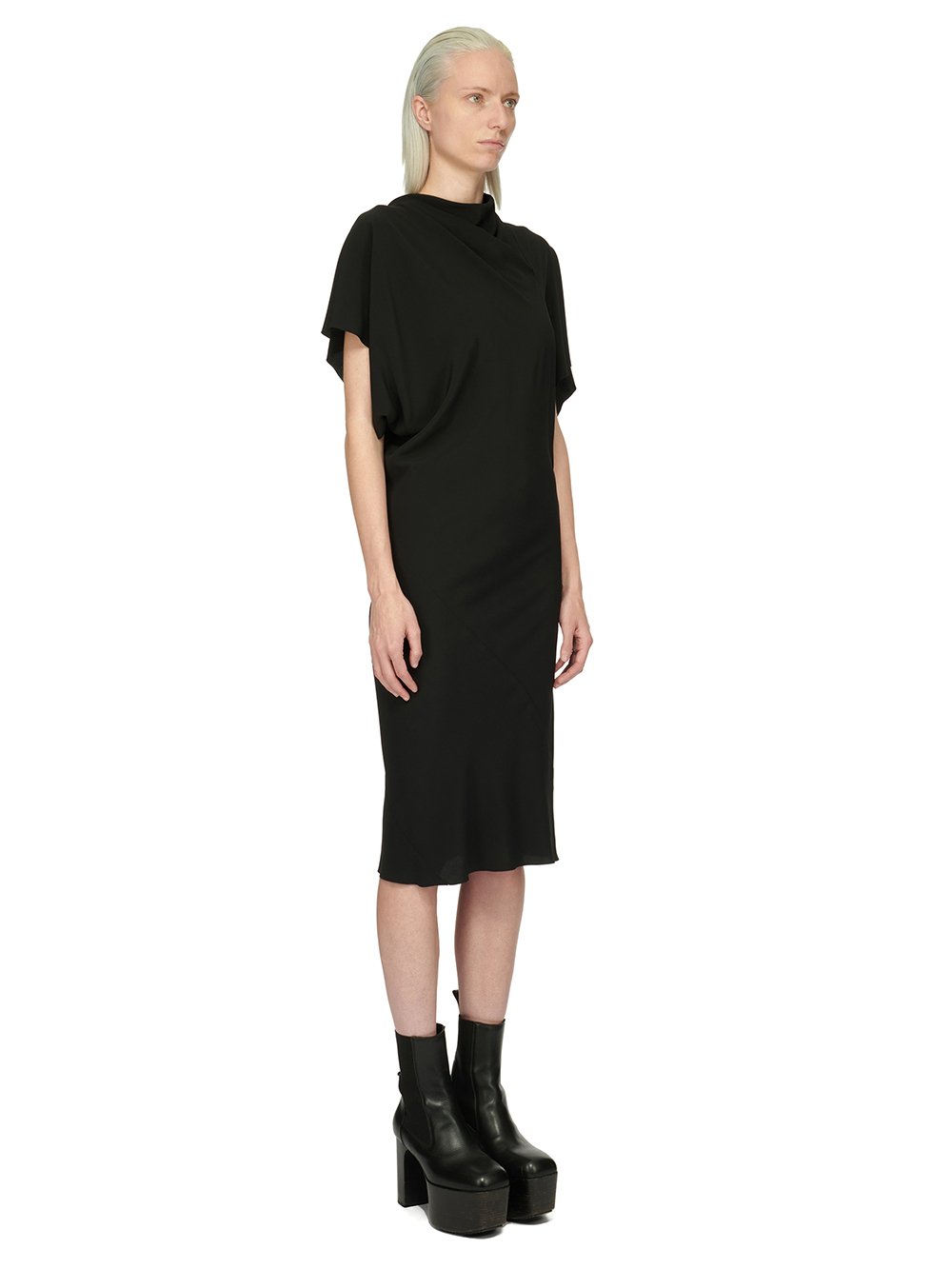 RICK OWENS FW23 LUXOR SEB DRESS IN BLACK COCOON CREPE