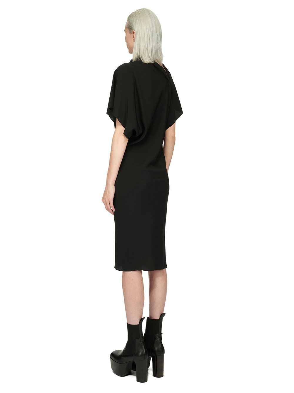 RICK OWENS FW23 LUXOR SEB DRESS IN BLACK COCOON CREPE