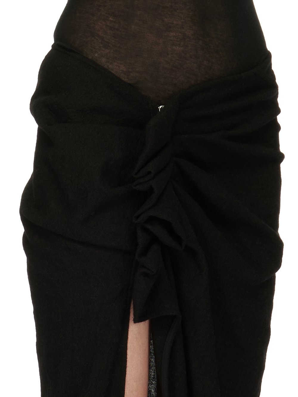 RICK OWENS FW23 LUXOR WOVEN EDFU SKIRT IN BLACK SOFT WOOL FLANNEL