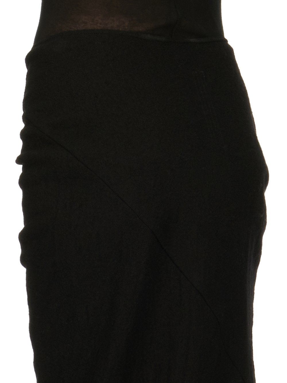 RICK OWENS FW23 LUXOR WOVEN EDFU SKIRT IN BLACK SOFT WOOL FLANNEL