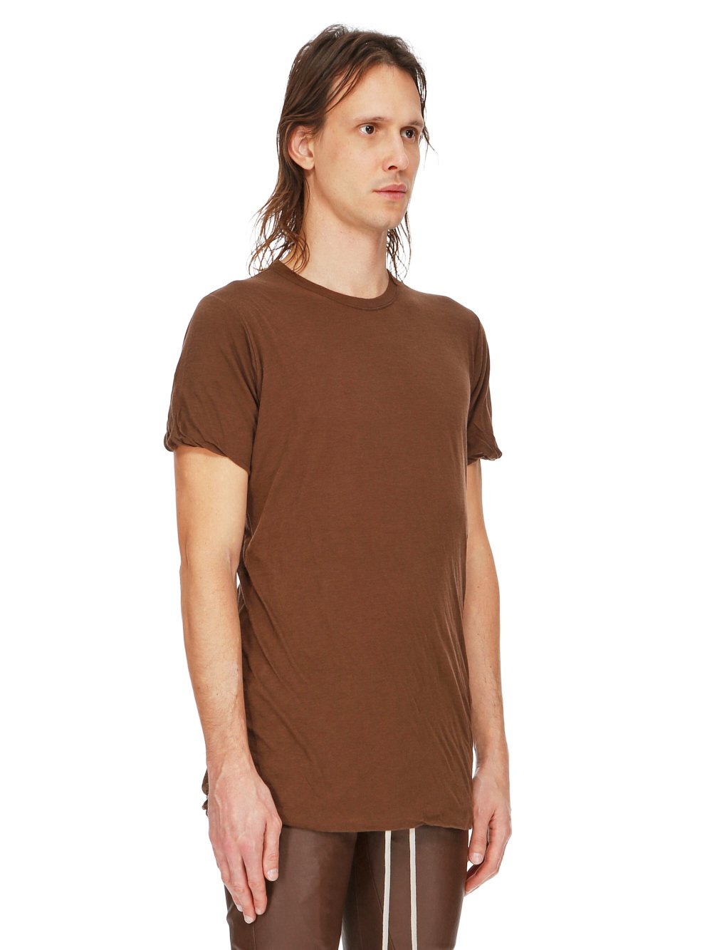 RICK OWENS FW23 LUXOR DOUBLE SS T IN BROWN UNSTABLE COTTON