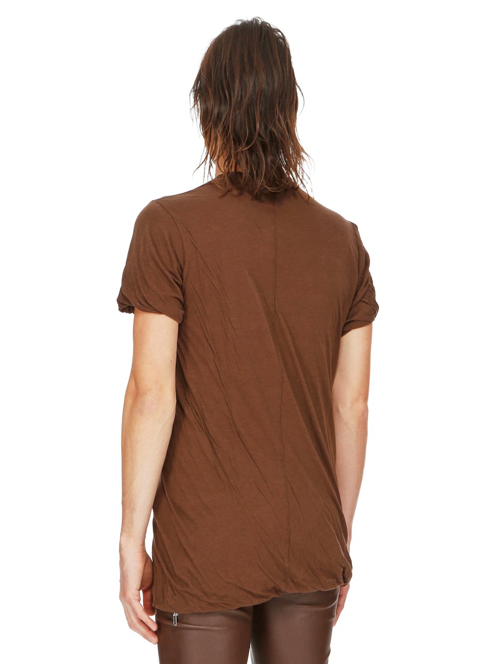 RICK OWENS FW23 LUXOR DOUBLE SS T IN BROWN UNSTABLE COTTON