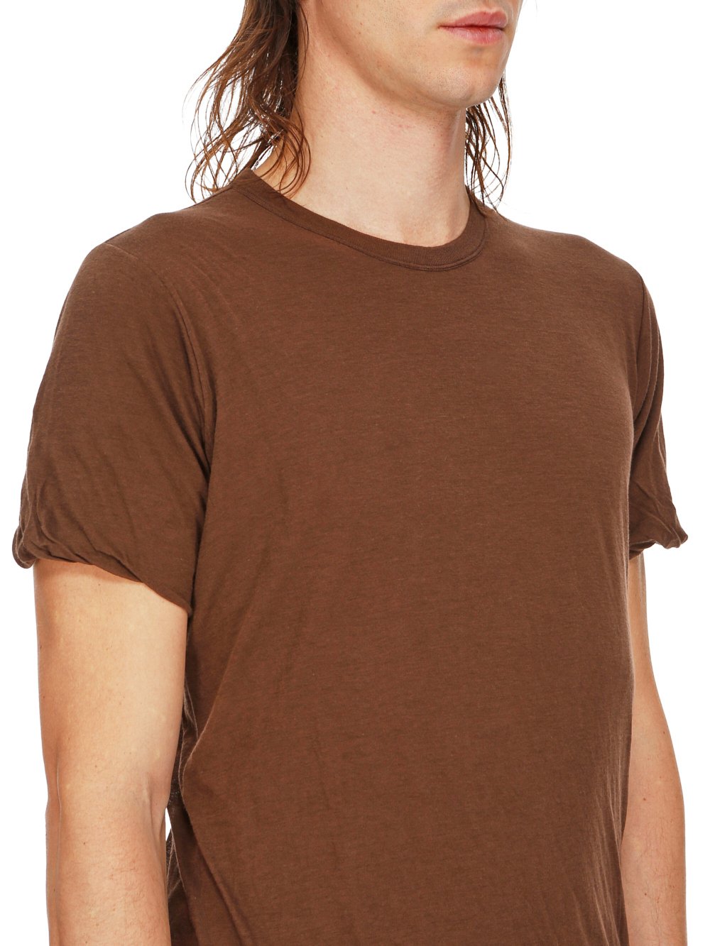 RICK OWENS FW23 LUXOR DOUBLE SS T IN BROWN UNSTABLE COTTON