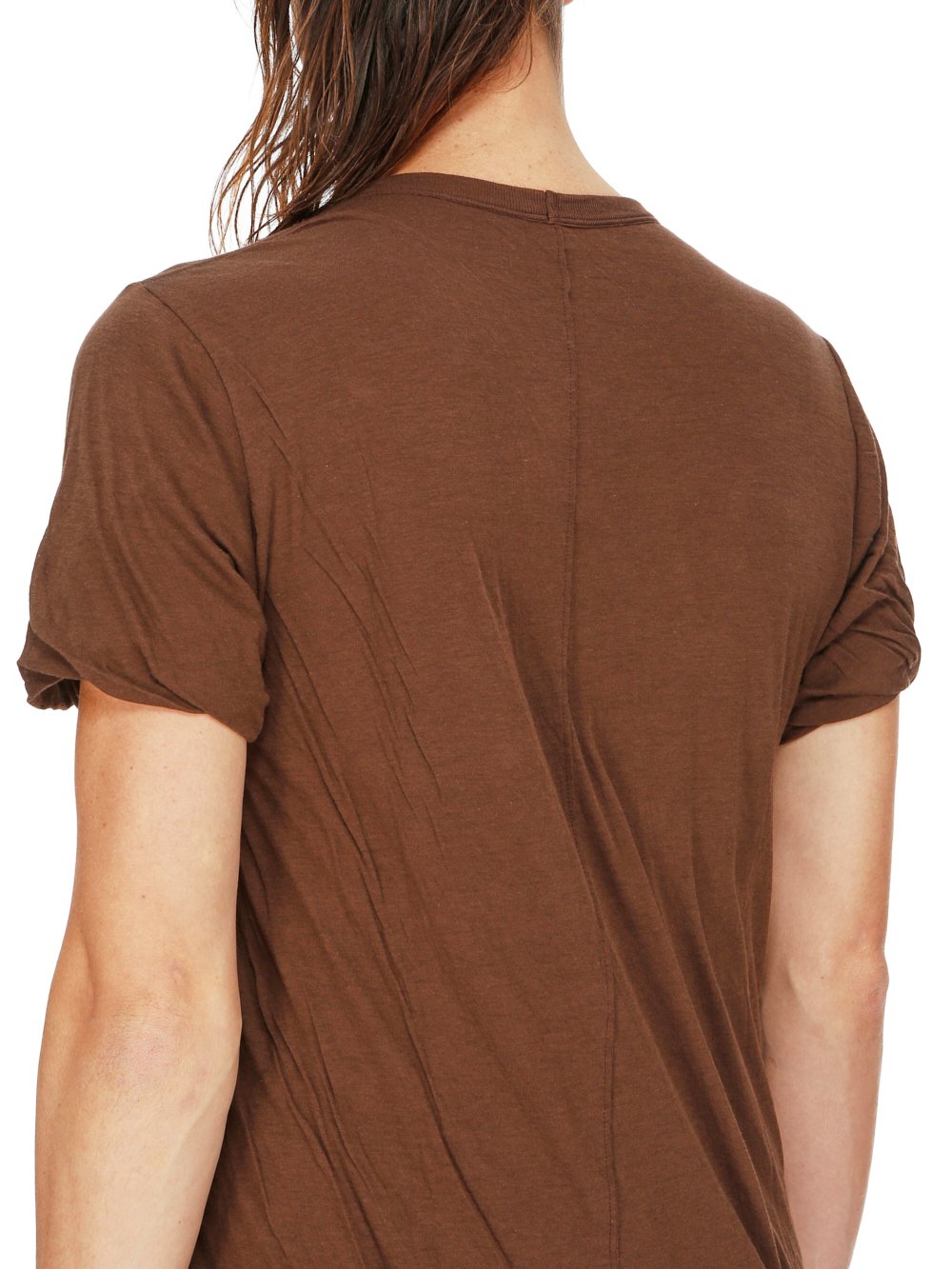 RICK OWENS FW23 LUXOR DOUBLE SS T IN BROWN UNSTABLE COTTON