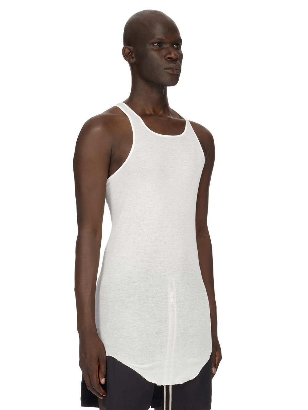 RICK OWENS FOREVER BASIC RIB TANK IN MILK MINI RIB JERSEY