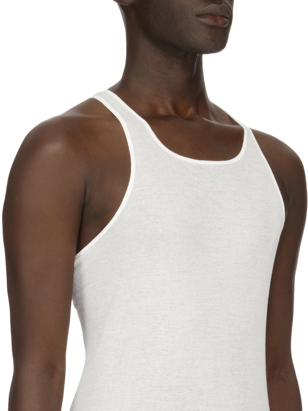 RICK OWENS FOREVER BASIC RIB TANK IN MILK MINI RIB JERSEY