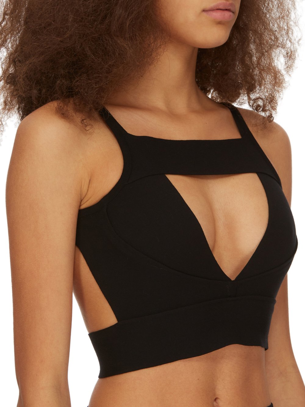 RICK OWENS FW23 LUXOR SLING BRA IN BLACK STRETCH VISCOSE KNIT