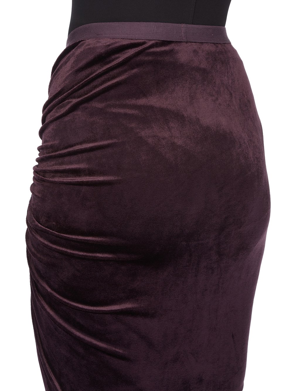 RICK OWENS LILIES FW23 LUXOR SVITA SKIRT IN DEEP PURPLE VELVET JERSEY