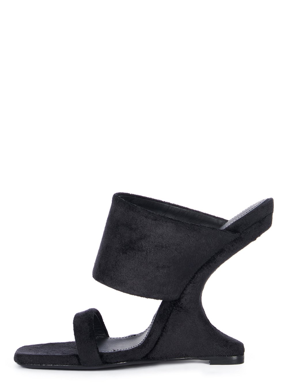 RICK OWENS FW23 LUXOR CANTILEVER 11 SANDAL IN BLACK VELVET JERSEY