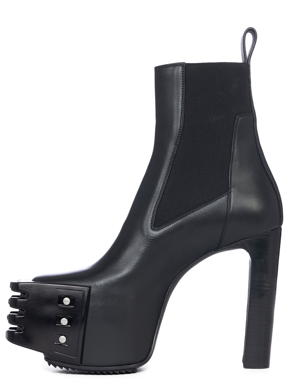 RICK OWENS FW23 LUXOR GRILLED PLATFORMS 65 IN BLACK CORTINA GREASE CALF LEATHER