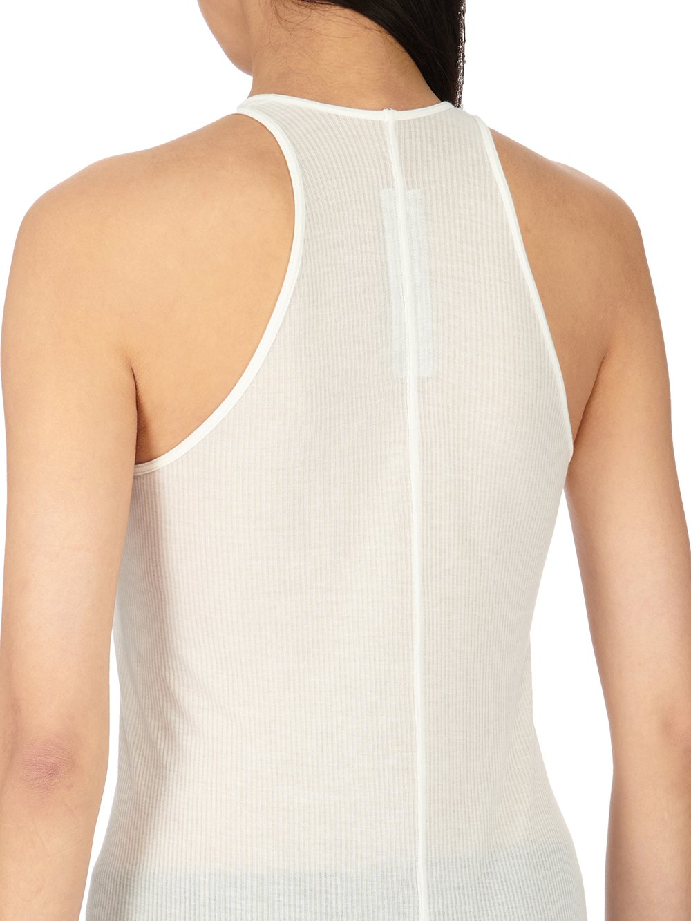 RICK OWENS FW23 LUXOR BASIC RIB TANK IN MILK WHITE VISCOSE SILK RIB JERSEY