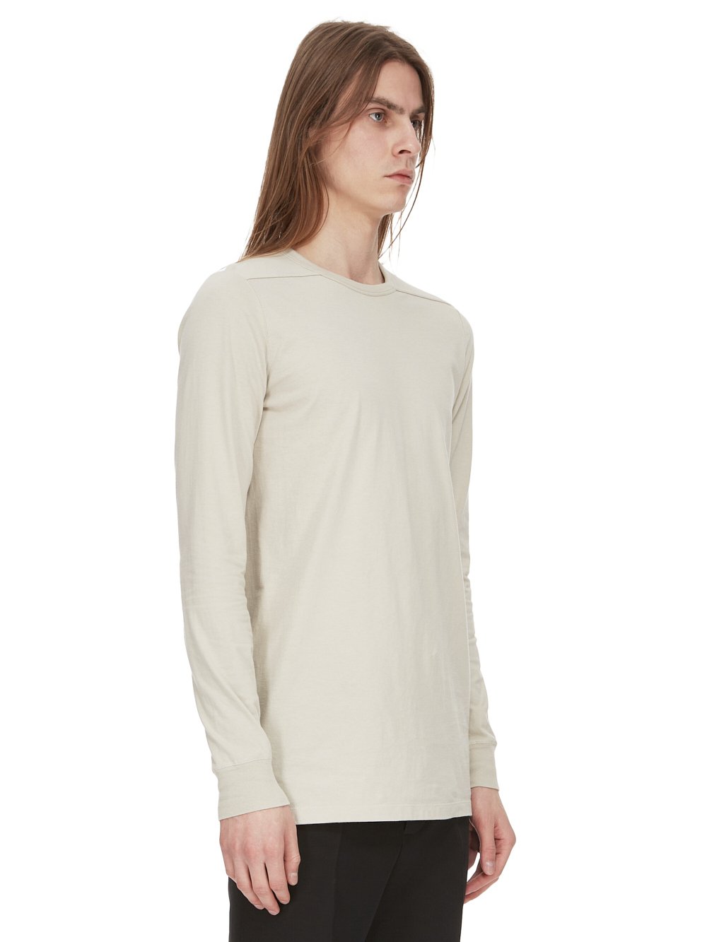 RICK OWENS FW23 LUXOR LEVEL LS T IN PEARL CLASSIC COTTON JERSEY