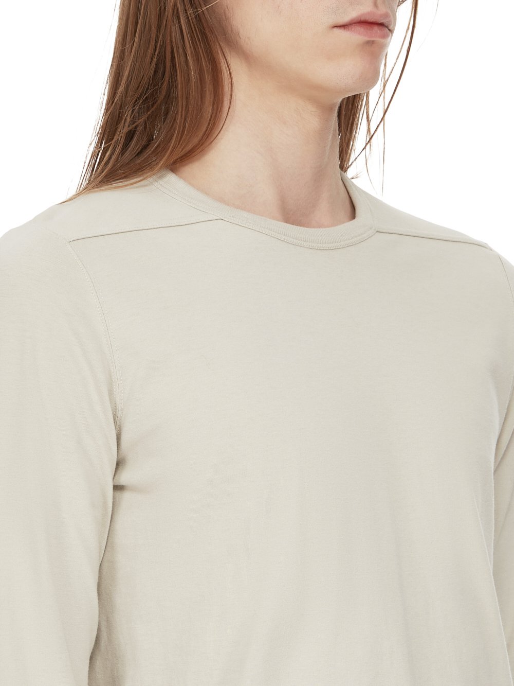 RICK OWENS FW23 LUXOR LEVEL LS T IN PEARL CLASSIC COTTON JERSEY