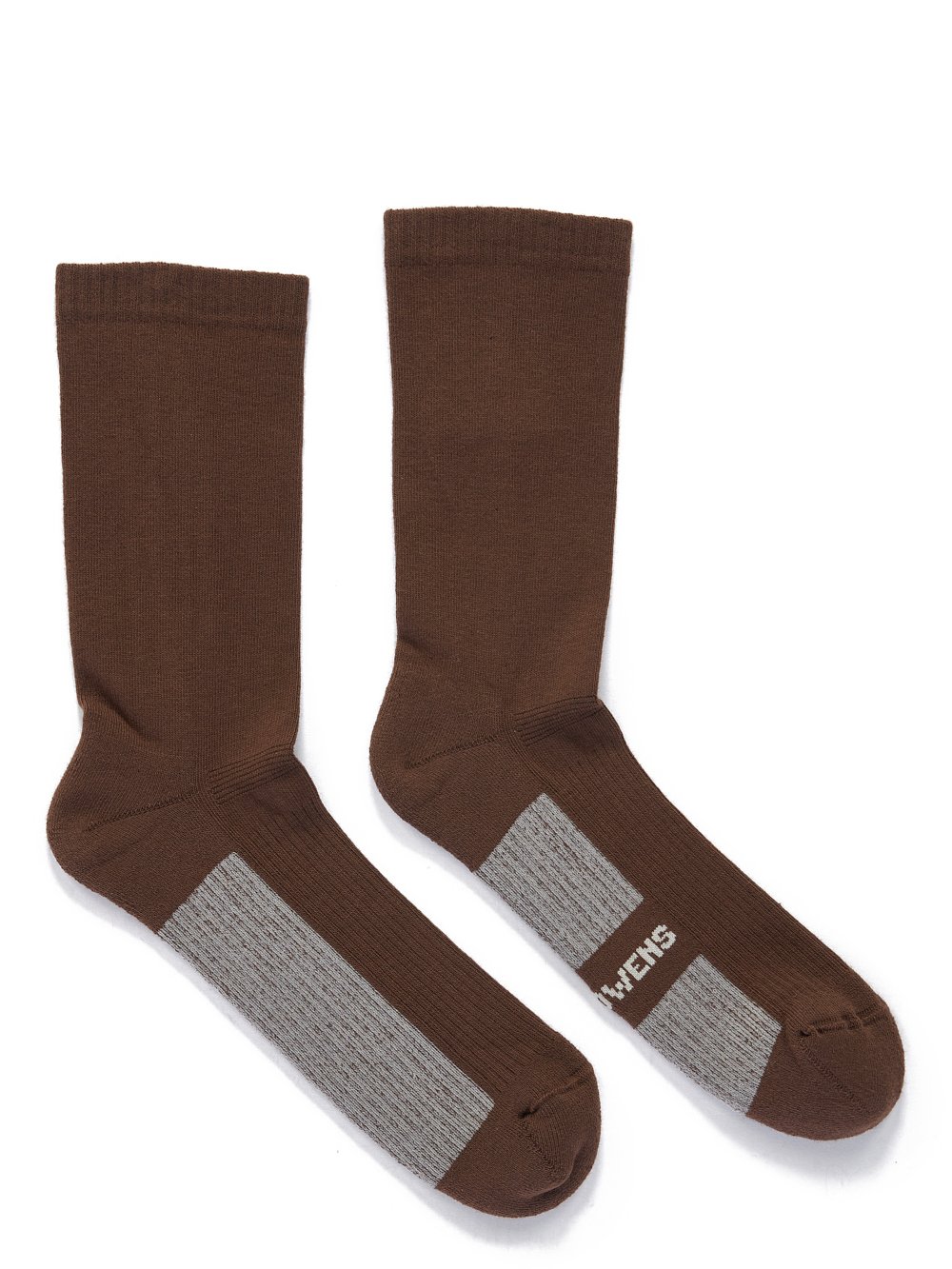 RICK OWENS FW23 LUXOR GLITTER SOCKS IN BROWN AND PEARL COTTON KNIT