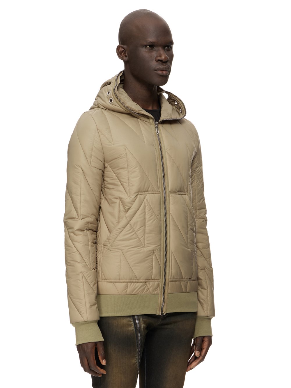 RICK OWENS FW23 LUXOR GIMP JKT IN PALE GREEN RECYCLED NYLON