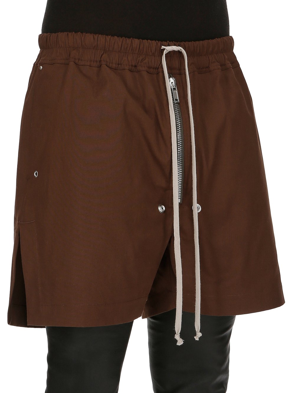 RICK OWENS FW23 LUXOR BELA BOXERS IN BROWN HEAVY COTTON POPLIN