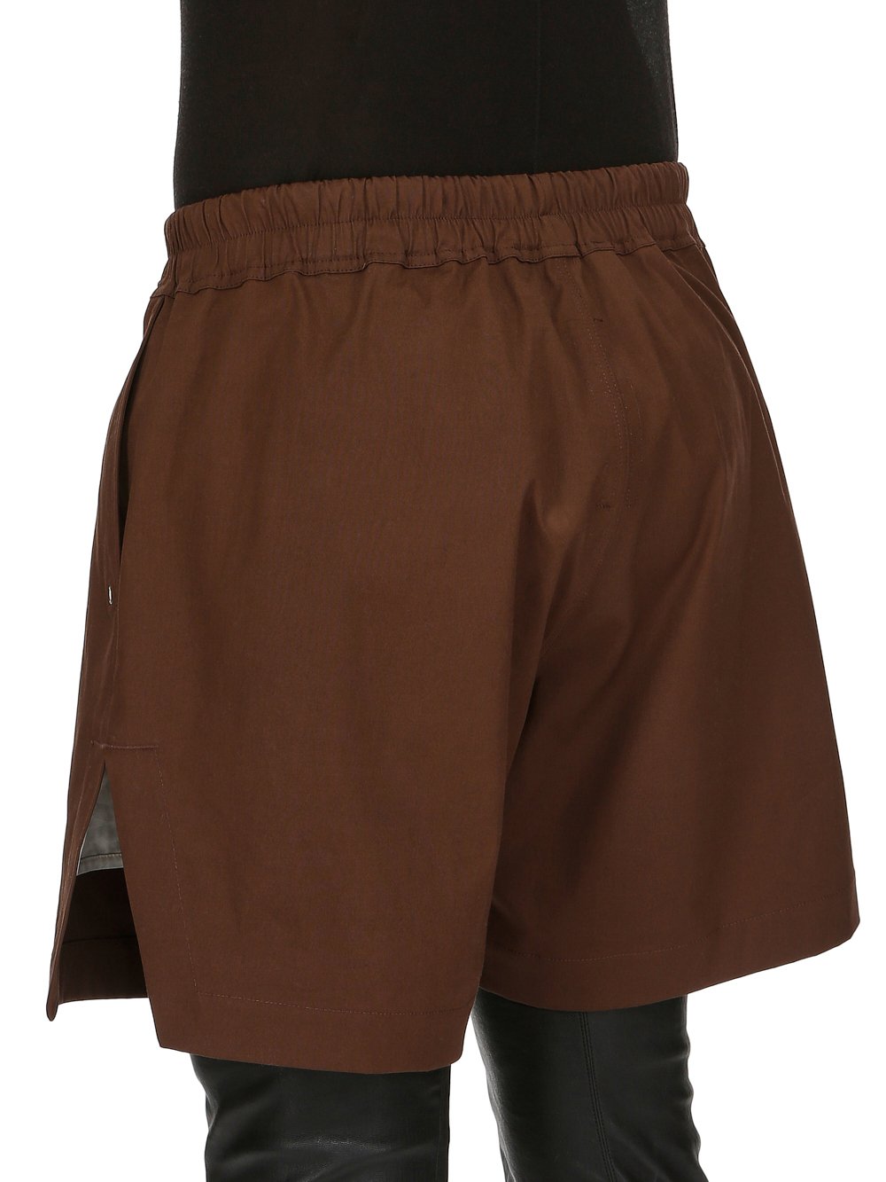 RICK OWENS FW23 LUXOR BELA BOXERS IN BROWN HEAVY COTTON POPLIN