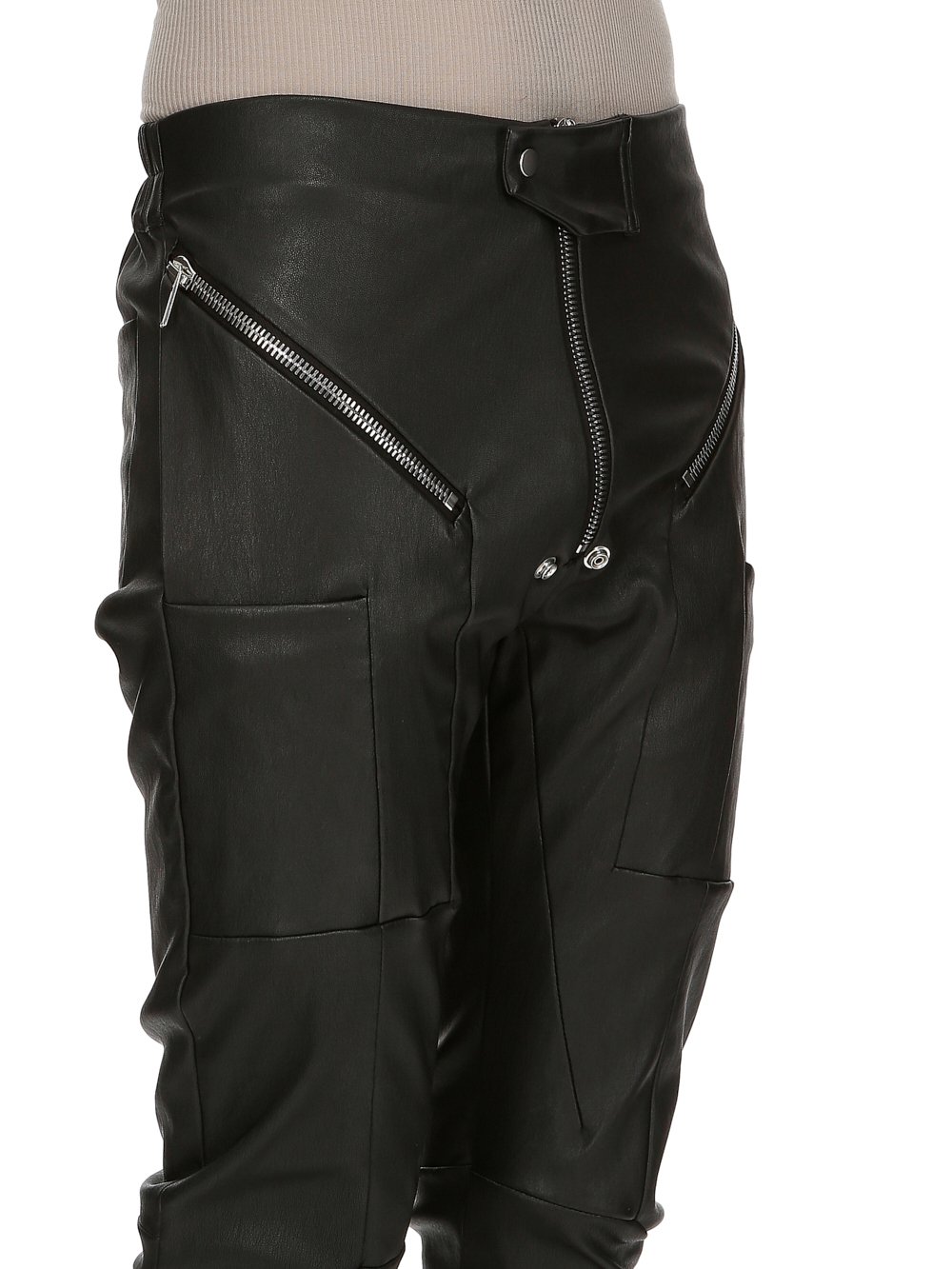 RICK OWENS FW23 LUXOR EASY STROBE CARGOS IN BLACK STRETCH LAMB LEATHER