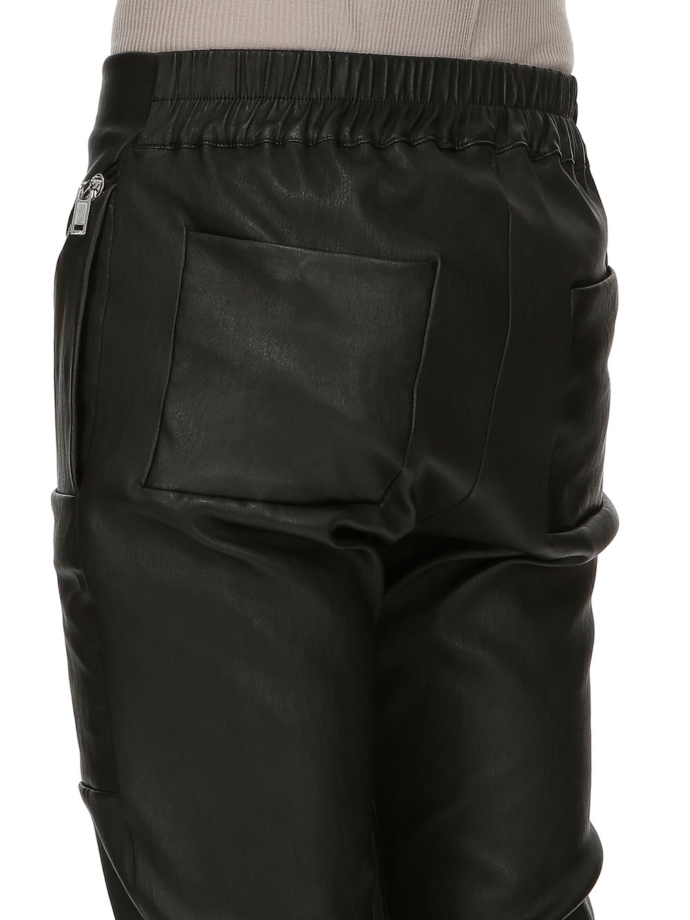 RICK OWENS FW23 LUXOR EASY STROBE CARGOS IN BLACK STRETCH LAMB LEATHER