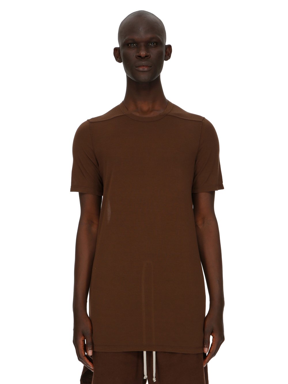 RICK OWENS FW23 LUXOR LEVEL T IN BROWN VISCOSE SILK JERSEY