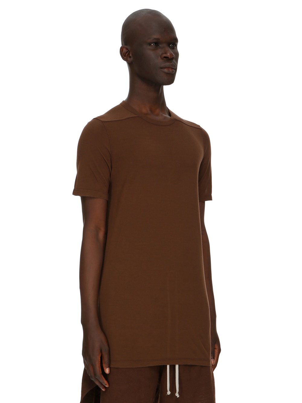 RICK OWENS FW23 LUXOR LEVEL T IN BROWN VISCOSE SILK JERSEY