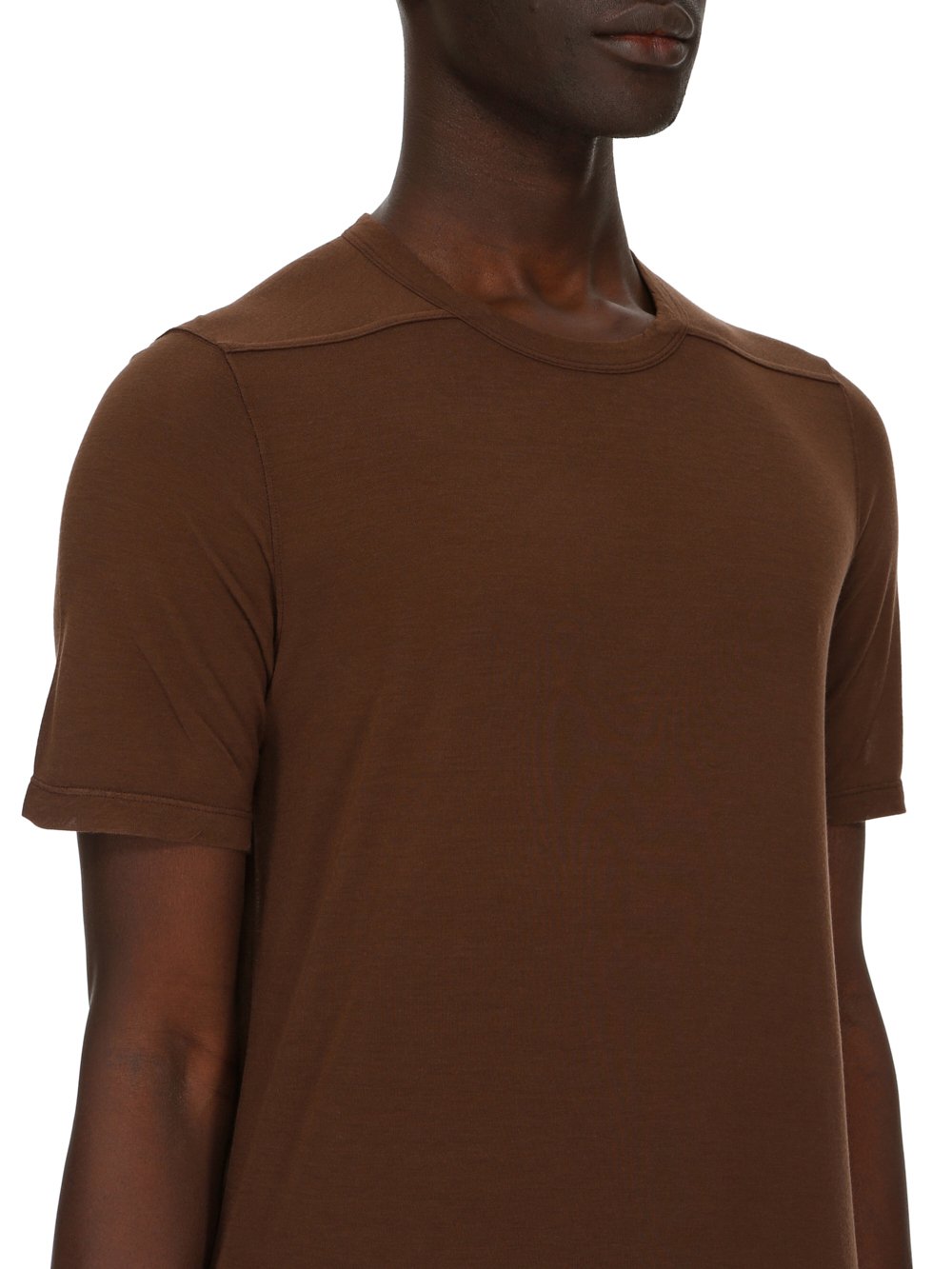 RICK OWENS FW23 LUXOR LEVEL T IN BROWN VISCOSE SILK JERSEY