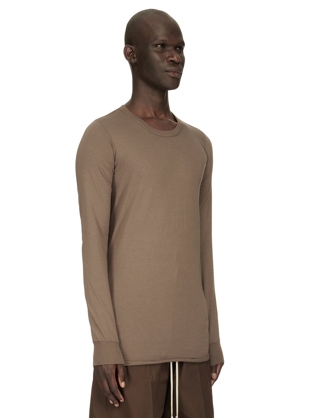 RICK OWENS FW23 LUXOR BASIC LS T IN DUST GREY CLASSIC COTTON JERSEY