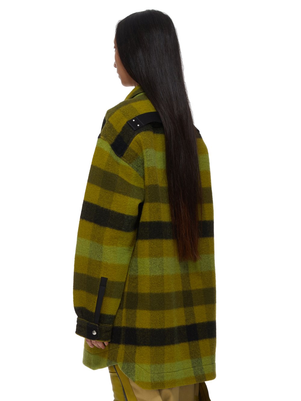 RICK OWENS FW23 LUXOR OVERSIZED OUTERSHIRT IN ACID BOILED WOOL PLAID