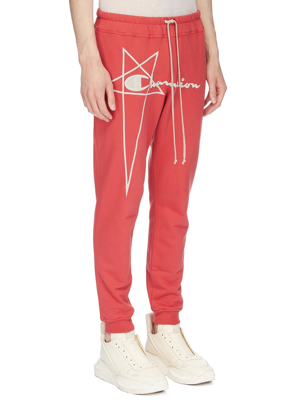 CHAMPION X RICK OWENS JOGGERS IN CARNELIAN RED COMPACT COTTON FELPA