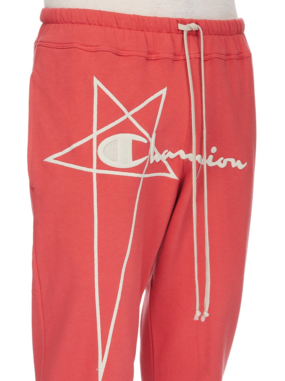 CHAMPION X RICK OWENS JOGGERS IN CARNELIAN RED COMPACT COTTON FELPA