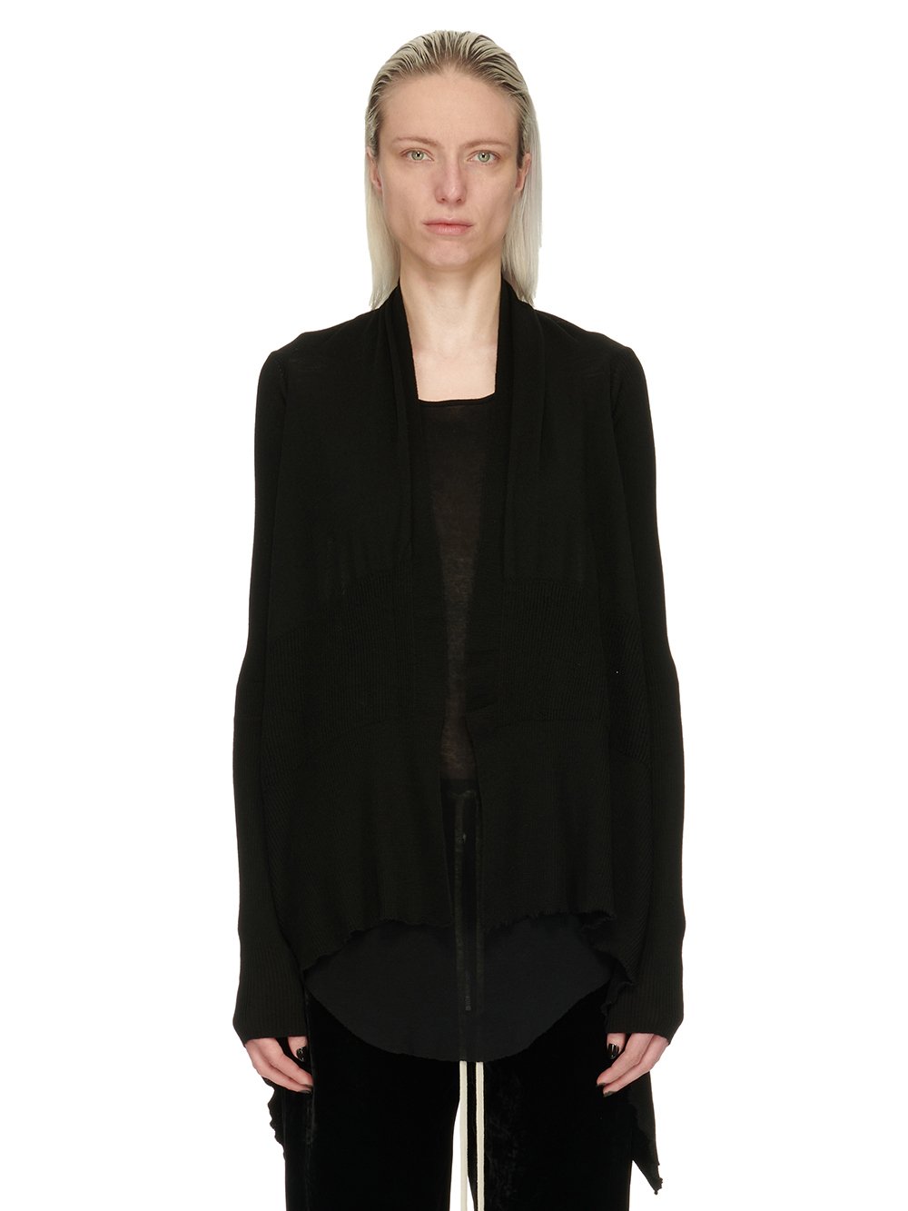 RICK OWENS FW23 LUXOR MEDIUM WRAP IN BLACK LIGHTWEIGHT RASATO KNIT