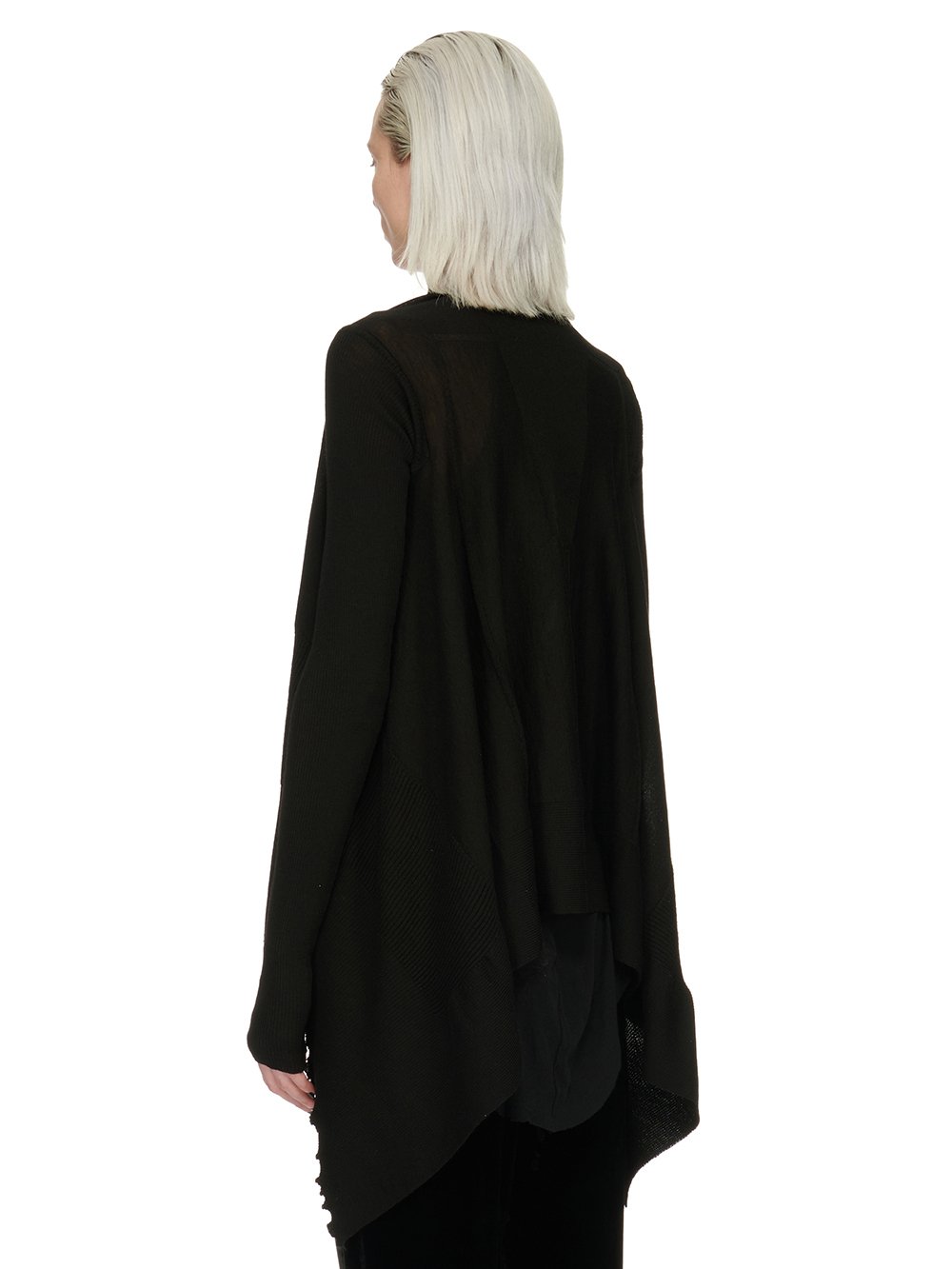 RICK OWENS FW23 LUXOR MEDIUM WRAP IN BLACK LIGHTWEIGHT RASATO KNIT