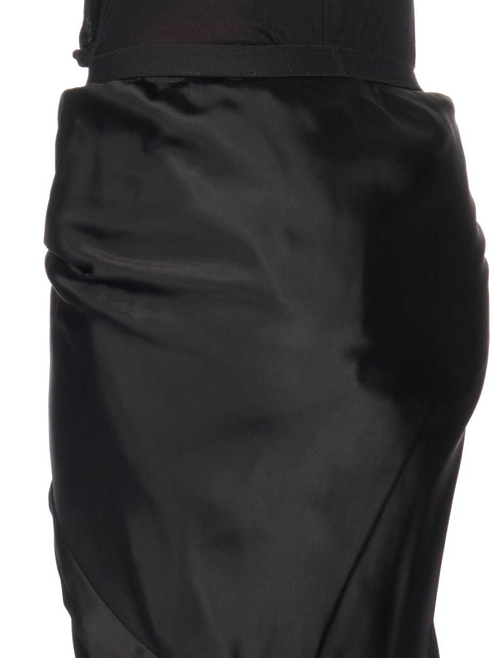 RICK OWENS FW23 LUXOR WRAP SKIRT IN BLACK CUPRO SATIN